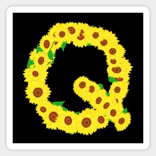 Sunflowers Initial Letter Q (Black Background) Magnet